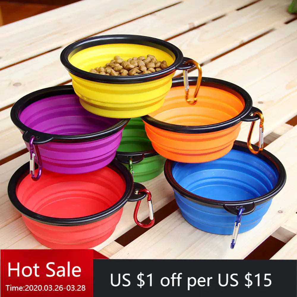 Vibrant Travel Companion: Colorful Collapsible Pet Bowl!